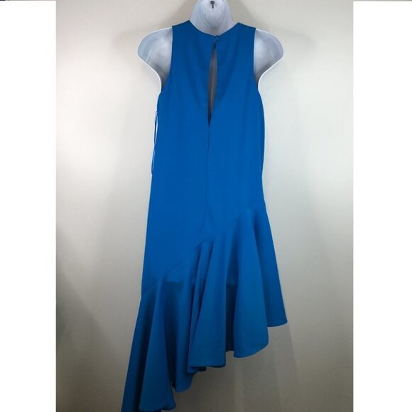 Topshop Assymetrical Blue Dress Sleeveless Size 4 - Picture 7 of 9